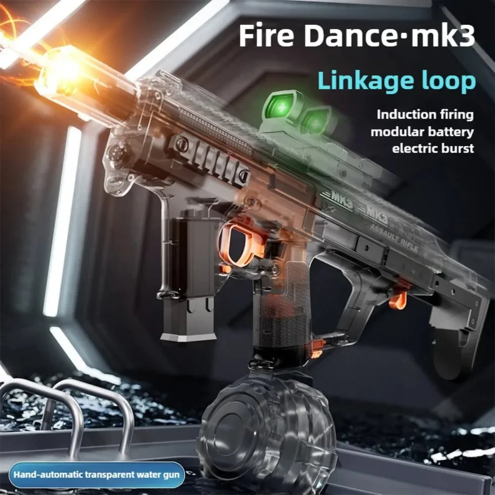MK3 Electric Water Gun Toy Large-capacity Cool Flash Light Absorbent Water Continuous Shooting Summer Outdoor Beach Toy for Kids