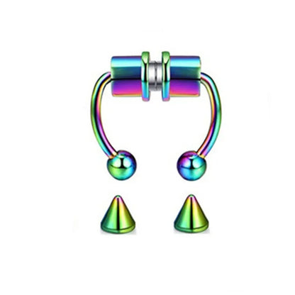 2025 Trendy Piercing Free Magnetic Nose Ring Stainless Steel Horseshoe Non Pierced Goth Punk Fake Hoop Clip on Jewelry Gift