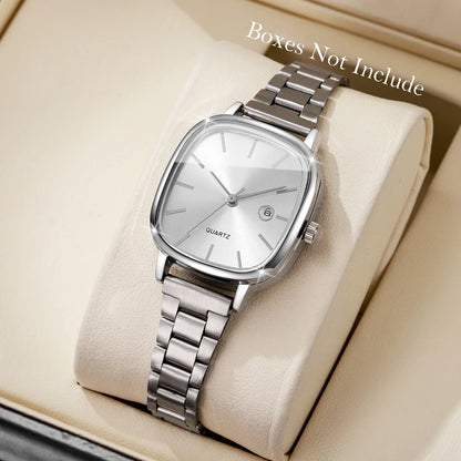 Elegant Square Dial Women Watches Simple Calendar Quartz Wristwatches Reloj Mujer Girls Clock Gift (Without Box)