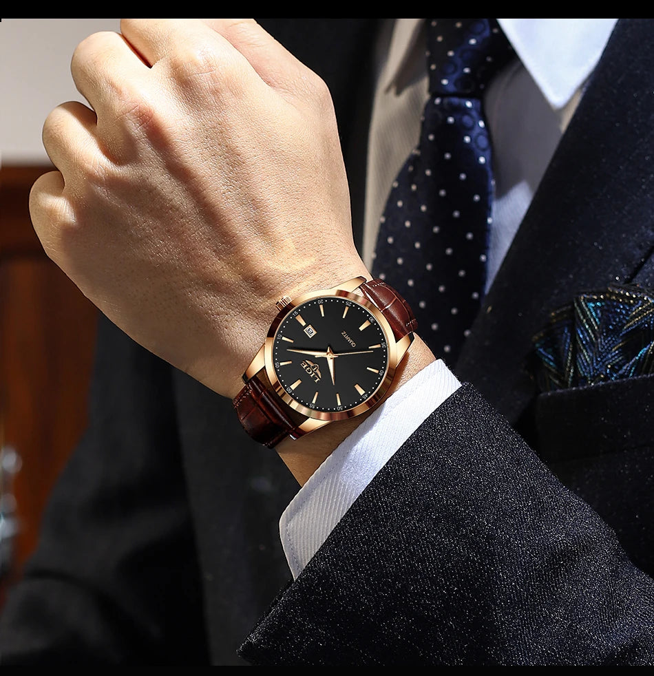 LIGE Military Watch For Men Fashion Business Watch Men Casual Leather Sport Waterproof Men's Quartz Wristwatches Reloj Hombre