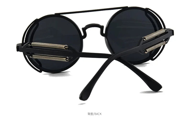 Klasyczne gotyckie okulary przeciwsłoneczne Steampunk Luksusowa marka Projektant Wysokiej jakości męskie i damskie retro okrągłe okulary przeciwsłoneczne z oprawką z PC