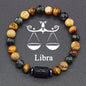 12 Zodiac Constellation Signs Bracelets for Men Women Real Natural Tiger Eye Stone Bead Bracelet Leo Taurus Charm Couple Jewelry