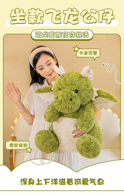 22-60CM Cute Pterodactyl Flying Dragon Doll Dinosaur with Wings Plush Toy Bed Pillow Sleeping Companion Soothing Gift for Kid