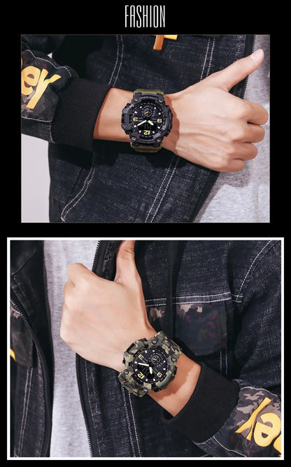 Skmei Dual Movement 3 Time Sport Wristwatch Mens Waterproof Electronic Watches Montre Homme Shockproof Digital Men Watch 1637