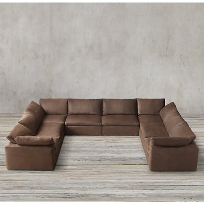 Furniture Modern simple light luxury corner sofa American rural retro cowhide tofu block cloud sofa