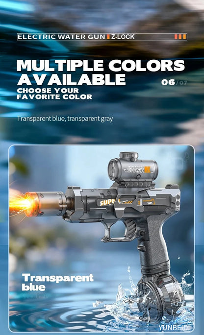 Electric Water Gun Simulation Shooting Water Gun with Recoil Flash Function Summer Outdoor Beach Game Toys Children Adults Gifts