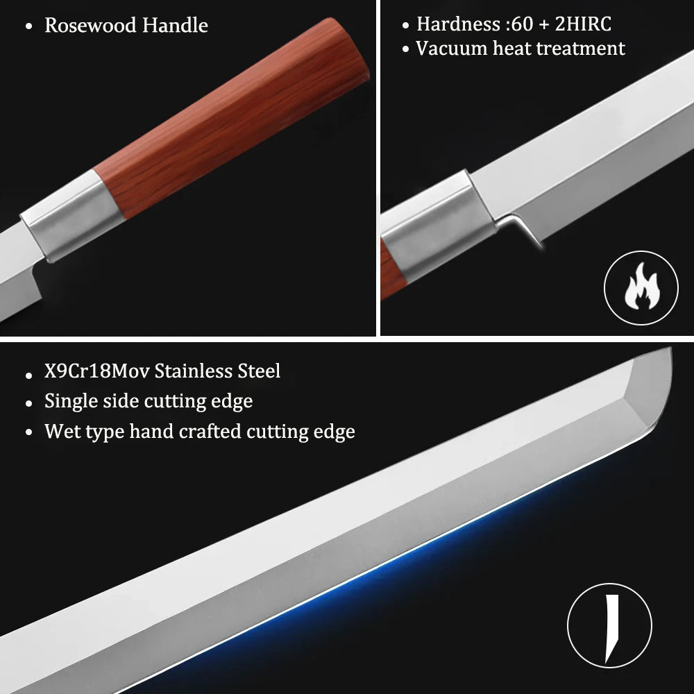 1PC,Japanese Sushi Knife Salmon Sashimi Professional Knife Stainless Steel Slicing Knife Cooking Fishing Cleaver Meat knife