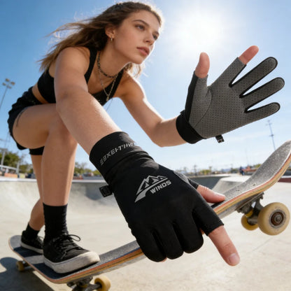 Sunscreen Cycling Gloves for Men and Women, Summer Leak Finger Outdoor Fishing, Thin Ice Silk Anti Slip Breathable Gloves