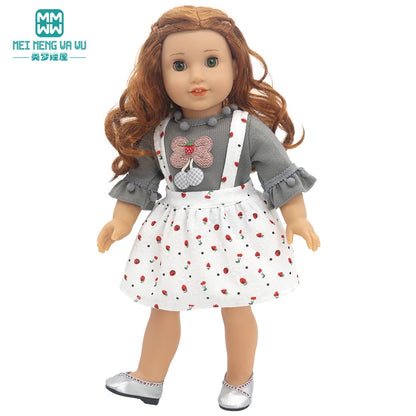 Fits 17-18inch American Doll and New Born Doll Clothes Fashion Dresses, Hooded Jumpsuit, Cardigan Strap Skirts Toys Gifts
