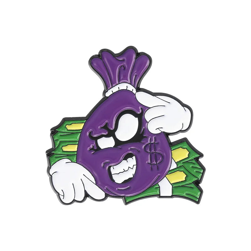 Creative US Dollar Money Enamel Pins Collection Cartoon Banknote Get Rich Brooch Backpack Lapel Metal Badge Fun Jewelry for Gift