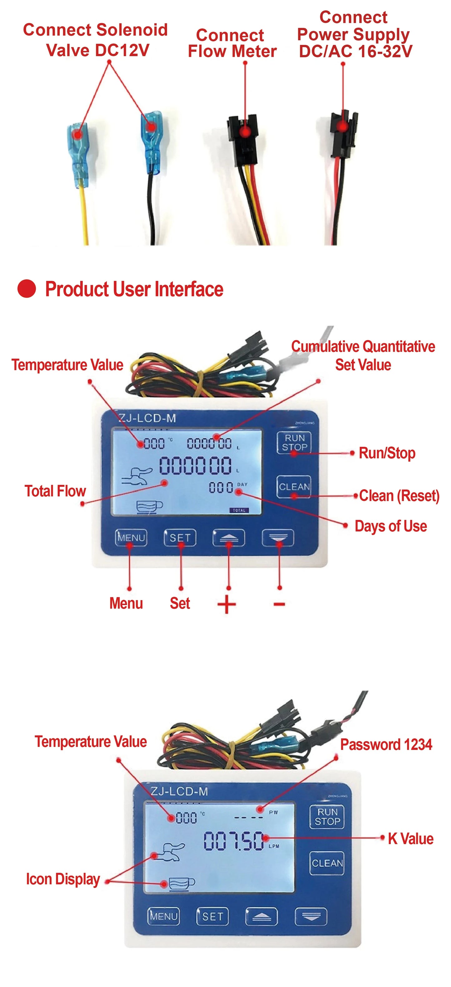 1/2 Inch Digital Flow Meter Integrated Valve Quantitative Control Kit DC3.5-24V 2-10L/min Durable Automatic Dosing Water Filling