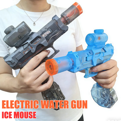 Electric Water Gun Automatic Continuous Firing Squirt Gun Outdoor Toy Long Range Shooting Water Gun with Lights Swimming Toys