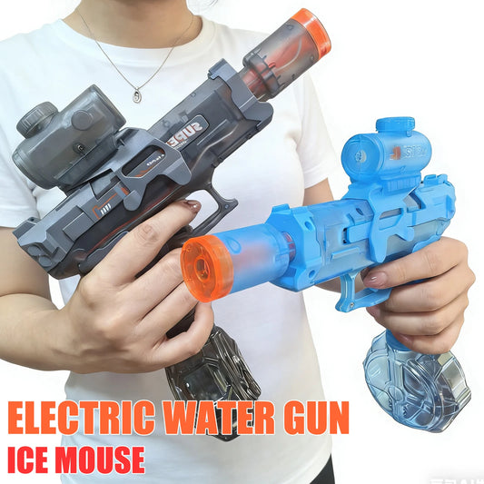Electric Water Gun Automatic Continuous Firing Squirt Gun Outdoor Toy Long Range Shooting Water Gun with Lights Swimming Toys