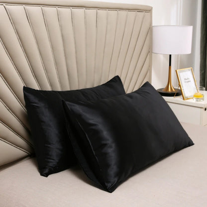 New 2pcs Nordic Pure Emulation Silk Pillowcase White Black Grey Decorative Pillow Covers Luxury Comfortable Home Bedding Cases