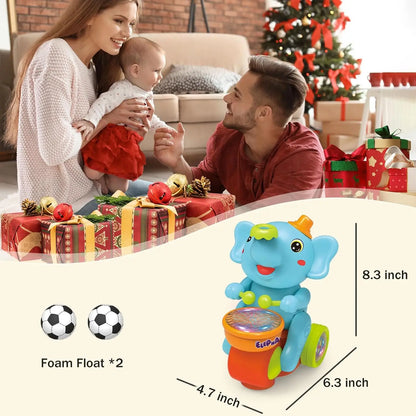 Baby Crawling Toy: Electronic Walking Elephant Drummer with Floating Ball, LED Lights, Music & Sounds | Interactive Sensory Toy