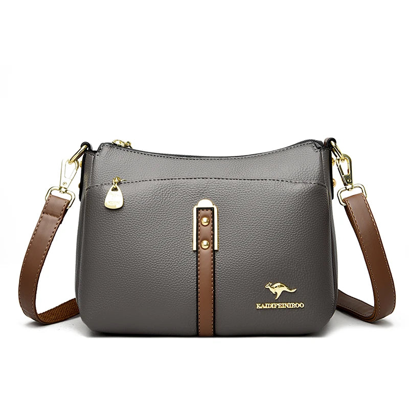 Brand Design Three Layers Fashion Shoulder Messenger Bags Luxury Soft Leather Crossbody Sac Quality Small Handbags and Purses