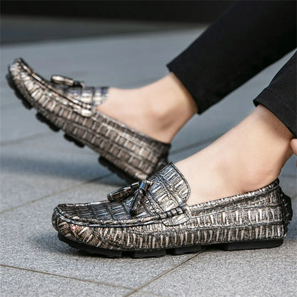 Casual Summer MenLoafers  Shoes Men's Slip-On Anti-Slip Breathable Loafers Shoes Round Toe Flat Heel Rubber Outsole PU Mens