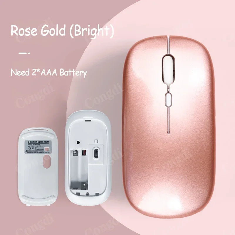 Battery-Powered Wireless Mouse Slim Bluetooth-compatible Computer Mice Portable Cordless Mouse for iPad Laptop Desktop Tablet