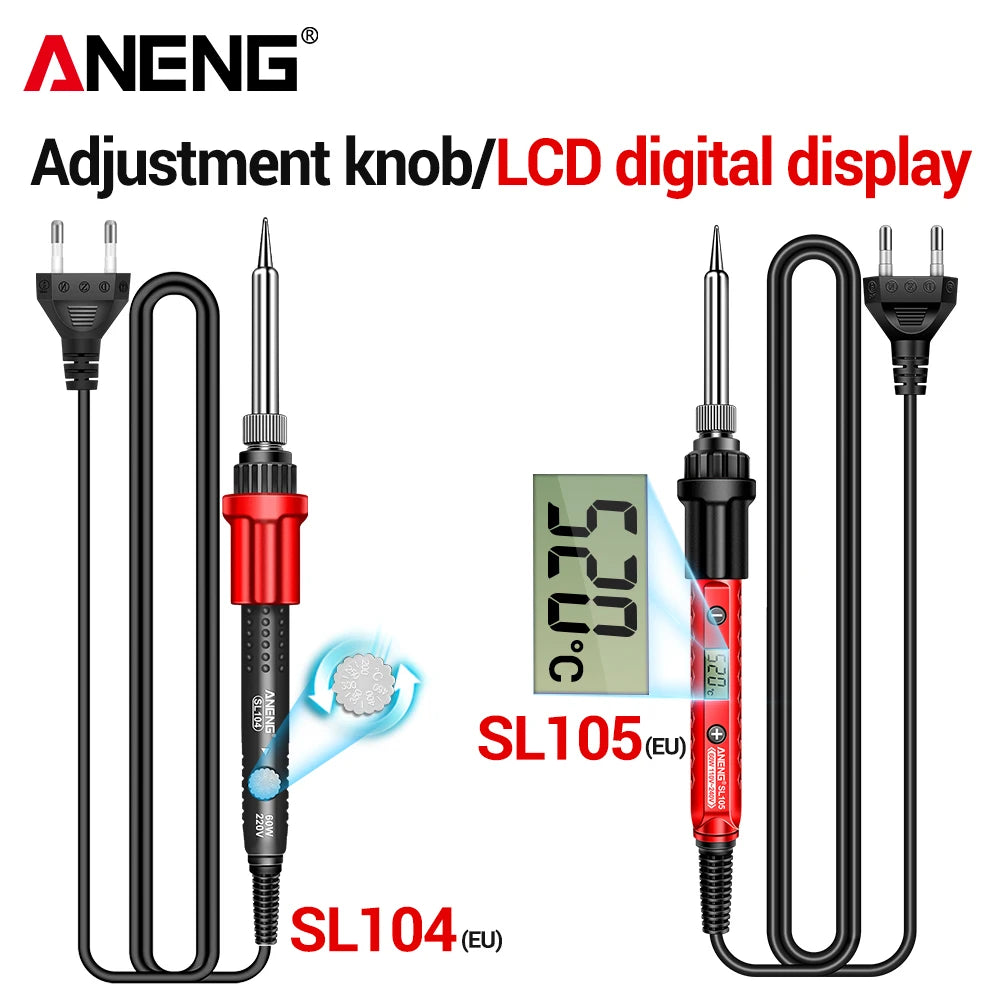 ANENG SL105 Electric Soldering Iron 60W Display Adjustable 180°C~520°C Temperature Professional Portable Welding Repair 220V Kit