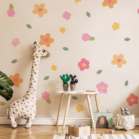 Boho Watercolor Plant Flowers Wall Stickers for Kids Rooms Children's Room Nursery DIY Wall Decals  Home Decoration Wallpaper