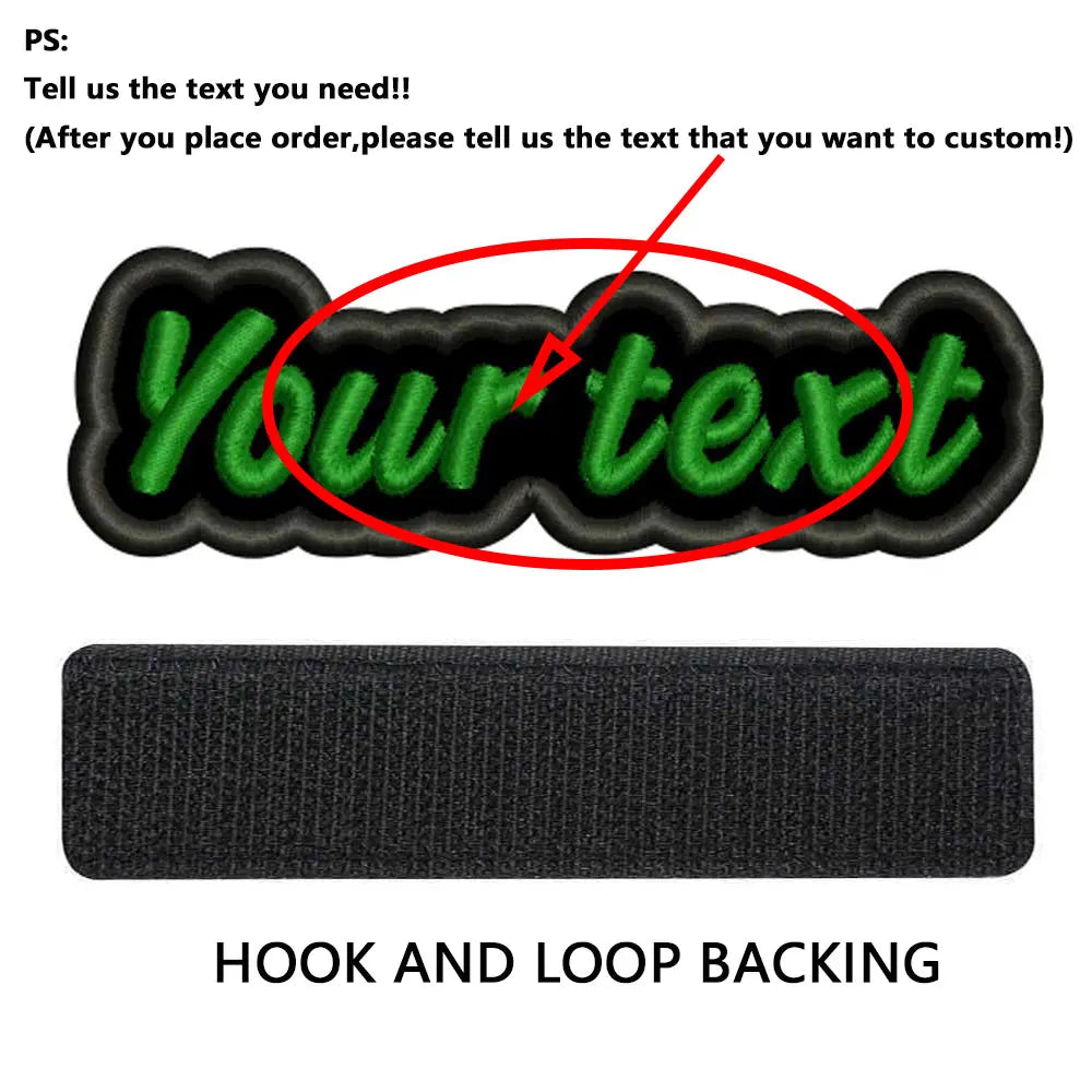 Custom Colorful Irregular Shape Embroidered Name Patch, Personalized Text Badge with Iron-On backing and Hook&Loop Backing