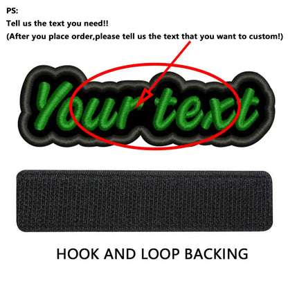 Custom Colorful Irregular Shape Embroidered Name Patch, Personalized Text Badge with Iron-On backing and Hook&Loop Backing