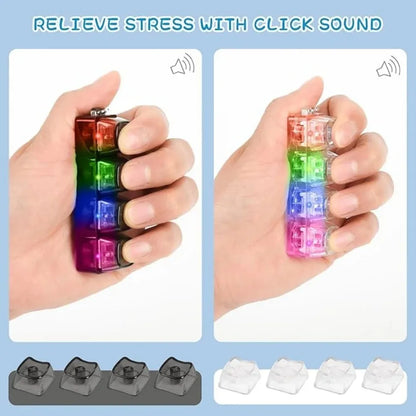 4-Button Fingertip Keyboard Keychain RGB Keyboard Fidget Toy with Lights for Stress Relief Decompression Calming Accessories