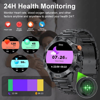 2026 AI Głos Mężczyźni Smartwatch Wojskowy Monitor Zdrowia Bezprzewodowe Połączenia Fitness Wodoodporny Sportowy Smartwatch dla Telefonów z iOS i Androidem