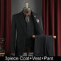 Men Suit Outfit Simple Solid Turn Down Collar Blazer Man Single-breasted Vest Straight-leg Pant Male Slim Wedding 3-piece Set