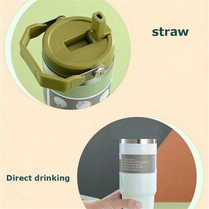 20/30oz Vacuum Insulated Tumbler with Lid: Stainless Steel Portable Cup with Dazzling Tote Handle for Hot & Cold Drinks