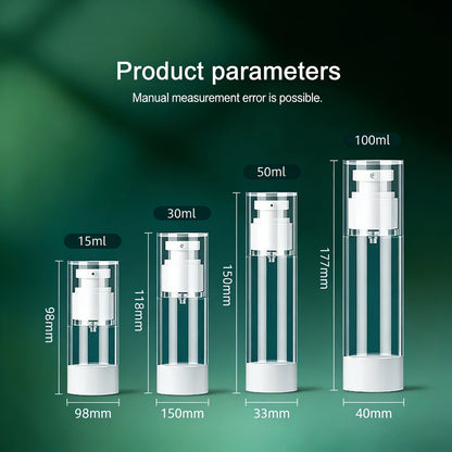 15/30/50/100ML Clear Airless Cosmetic Cream Pump Bottle Refillable Vacuum Dispenser Spray Lotion Bottle for Travel Makeup Contai