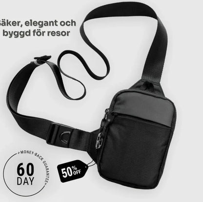 Fashionable Mini Crossbody Bag for Men with Stainless Steel Lock RFID Anti-Theft Mobile Phone Single Shoulder Bag