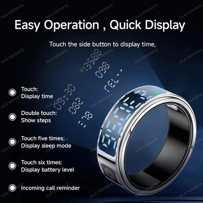 2026 Smart ring with charging compartment HD screen，sports mode 5ATM waterproof，long battery life smartring for ios Andriod