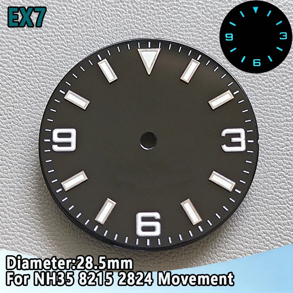 28.5mm NH35 Watch Dial Luminous Dials Single Calendar Dial Suitable For NH35 Movement Can Support DIY Dial Customization Logo