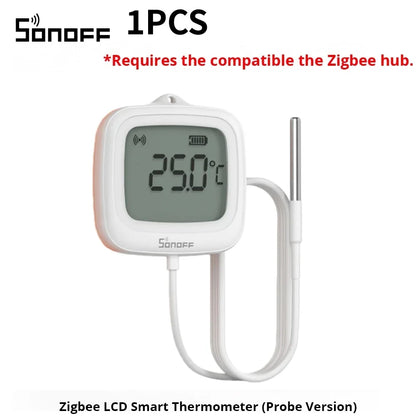 SONOFF SNZB-02LD Zigbee3.0 LCD Smart Thermometer with Probe IP65 Waterproof for Fridge Pool Fish tank Wine Cellar via ZBBridge-P
