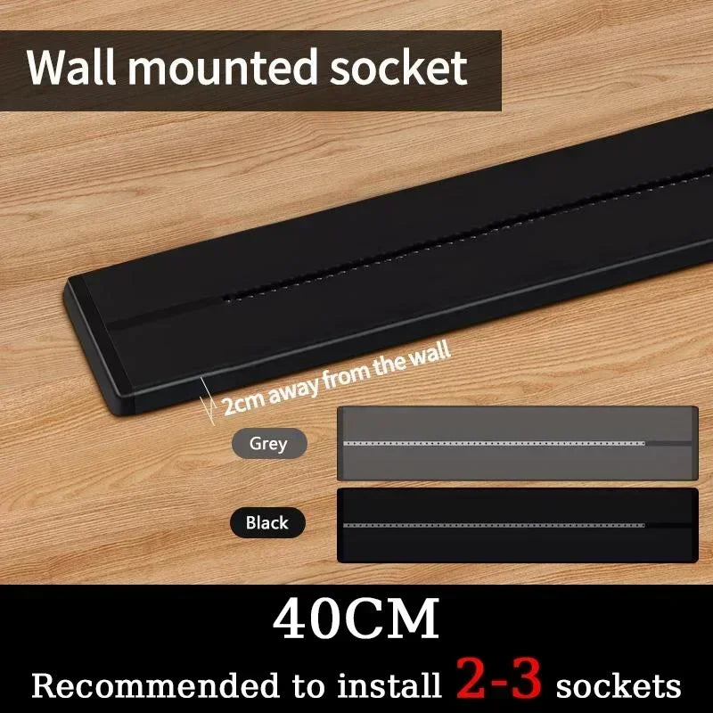 40cm 50cm Track Socket Wall Power Rail Movable Sockets High End Home Appliance Power 8000W EU US UK Standard USB Type c Ports