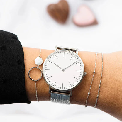 Ultra-thin Fashion Watch Women Luxury Metal Mesh Belt Ladies Quartz Wristwatches Minimalist Elegant Woman Watches reloj mujer