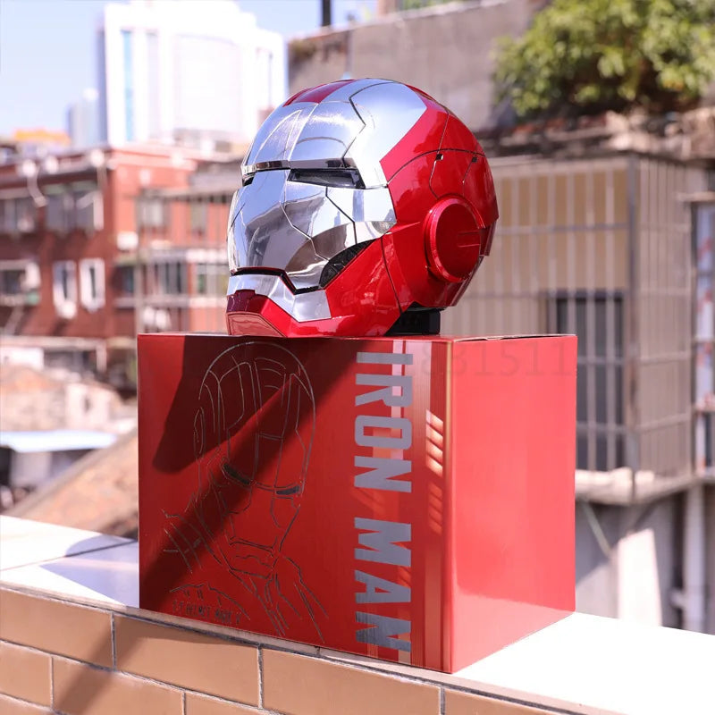 New AutoKing 1/1 Mk5 Iron Man Helmet Cosplay Voice Control Eyes with Light Model Toys for Adult Electric Wearable Christmas Gift
