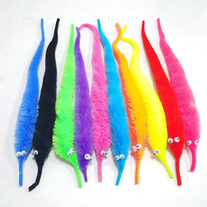 Fuzzy Magic Worm Trick Toys For Kids Wiggly Twisty Worm On a Invisible String Carnival Party Favors Children Magic Props