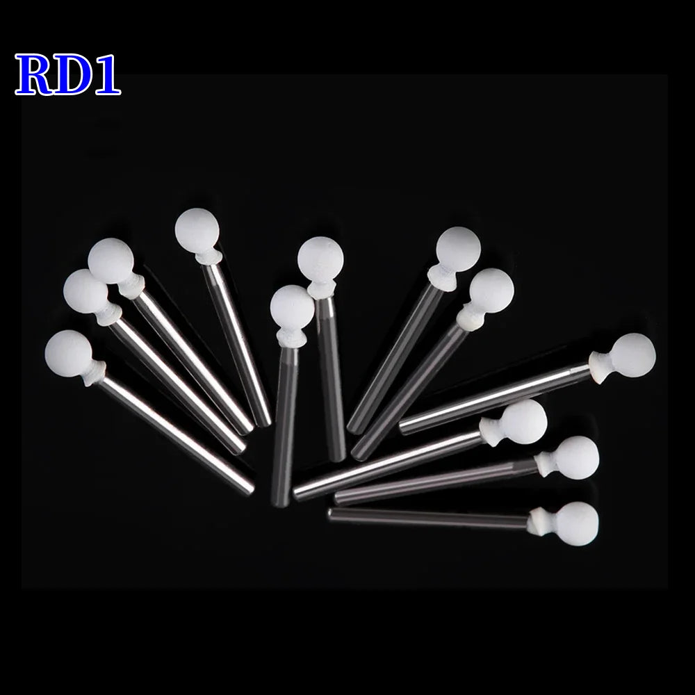 JUMTOP 12Pcs/Bag Dental Flame Cone Round White Stone Polisher FG Burs
