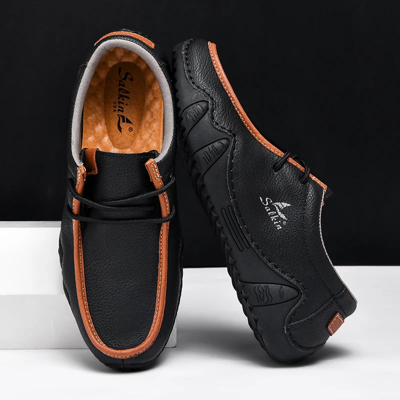 Design Sneakers Man Loafers Breathable Low Top Flat Shoes Driving Plus Size New 2026 Fashion Handmade Leather Casual Men Shoes