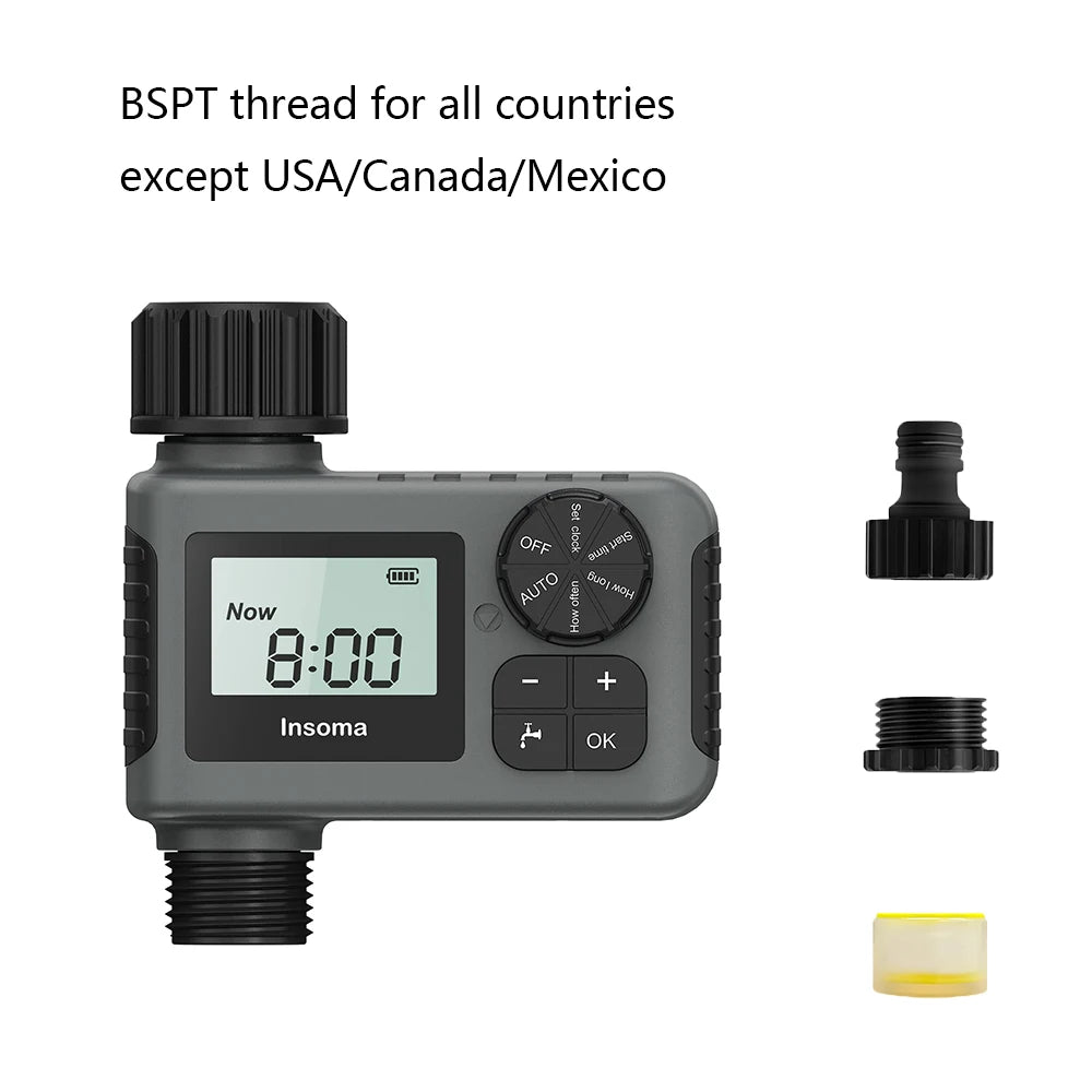 INSOMA Automatic Water Timer Intelligent Irrigation Watering System LCD Display IPX5 Sprinkler Timer Garden Programmer Equipment