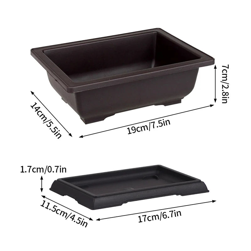 Rectangular Square Flowerpots Imitation Purple Clay Succulent Plants Pots Oval Pots Outdoor Garden Landscape Bonsai Pot Trays