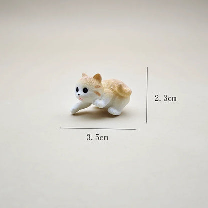 3Pcs/Set of Cat and Fish Tank Resin Figurines, Mini Miniature for Home DIY Craft Decorations, Desktop Model Creative Ornaments