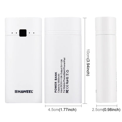 HAWEEL Phone Power Bank Box DIY 2x 18650 Battery 5600mAh Power Bank Shell Box with USB Output & Indicator, , Battery Not Include
