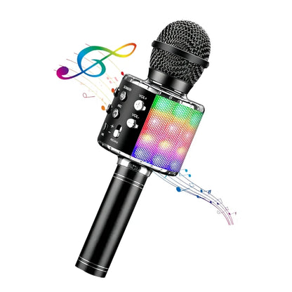 Wireless Bluetooth Karaoke Microphone with Built-in Speaker, Portable Singing Microphone for Kids Adults  with RGB Lights