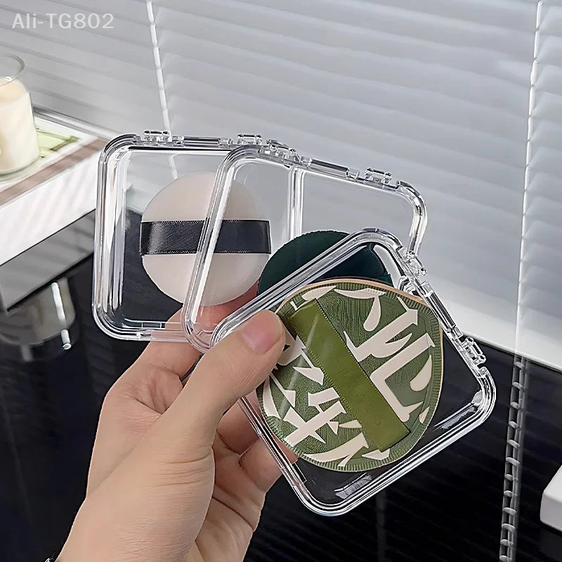 Transparent Makeup Puff Storage Holder Egg Shape Air Cushion Puff Organizer Desktop Makeup Display Box for Beauty Tools