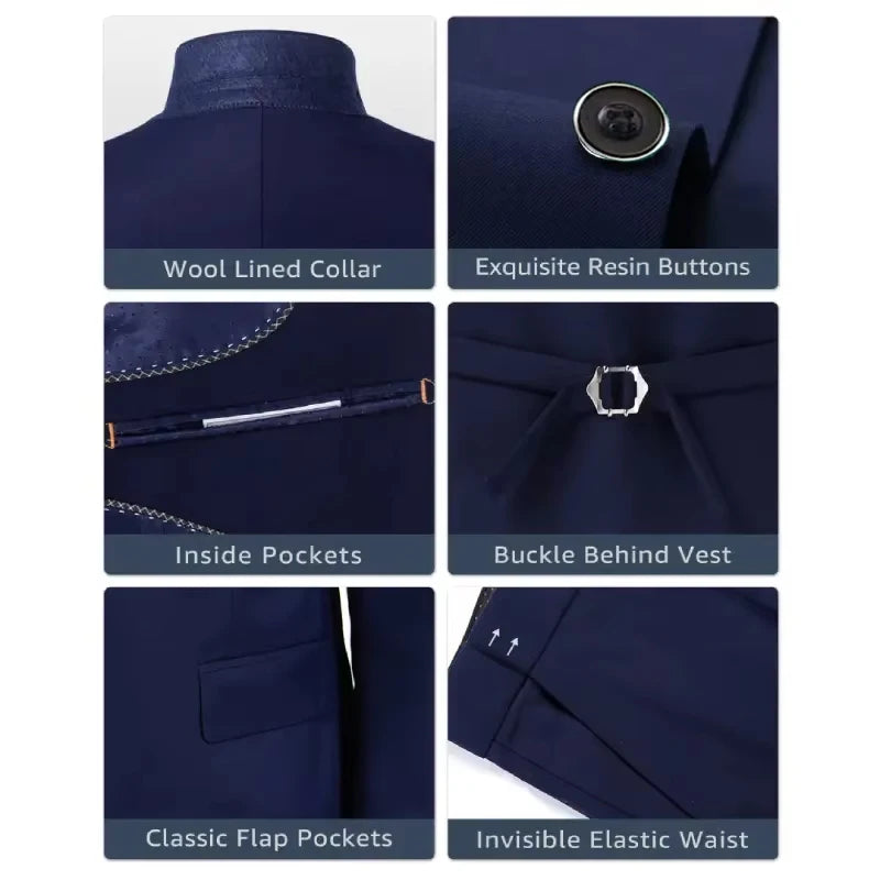 ( Jacket + Vest + Pants ) Men's 3 Piece Tuxedo Suit Set, Beige Blazer with Black Shawl Lapel for Wedding, Groom, Formal Party