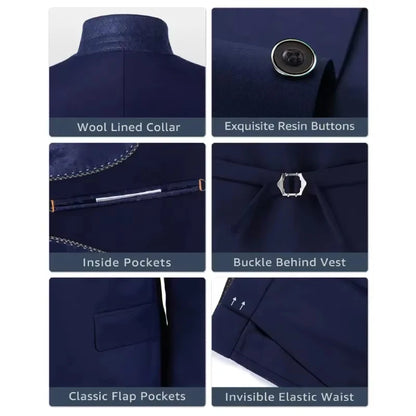 ( Jacket + Vest + Pants ) Men's 3 Piece Tuxedo Suit Set, Beige Blazer with Black Shawl Lapel for Wedding, Groom, Formal Party