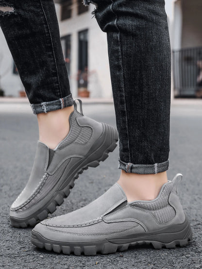 Men's Slip on Loafers Suede Leather Casual Shoes Summer Plus-Size Driving Shoes